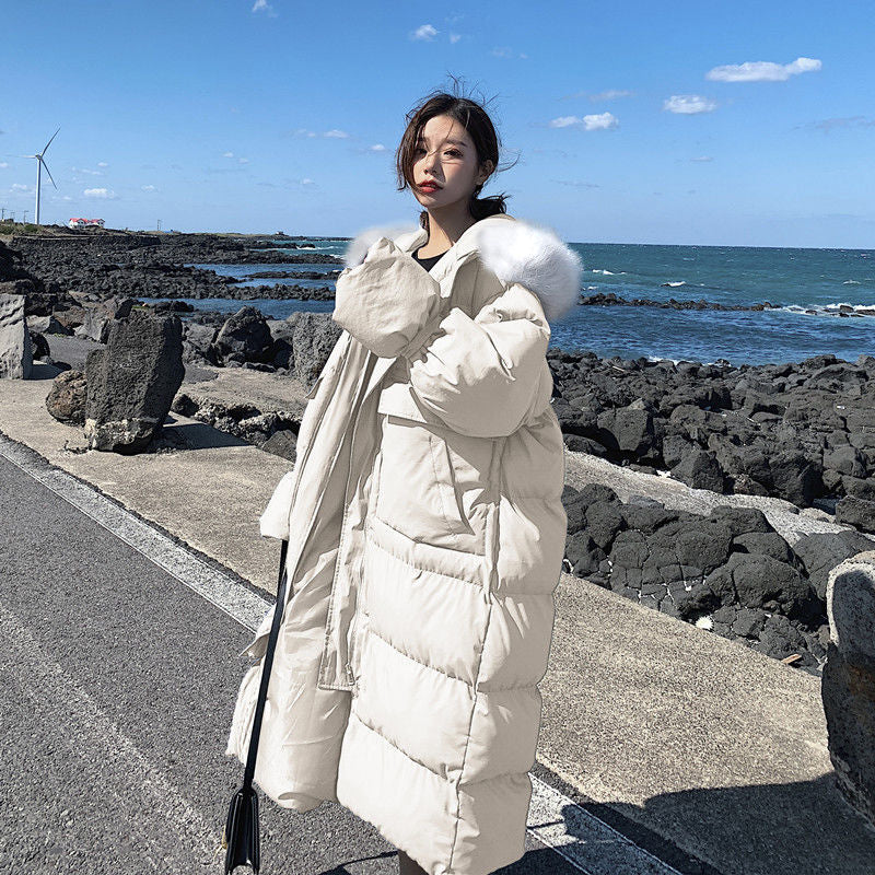 Christmas Gift 2021 Winter New Thick Bread Clothes Cotton-padded Jacket Women's Long Over-the-knee Coat Cotton-padded Jacket Tide