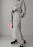 Kukombo Autumn Women Tracksuit Hoodies 2 Piece Sets Chic Pullover Loose Casual Sweatershirt & High Waist Split Skirt Suit Sets