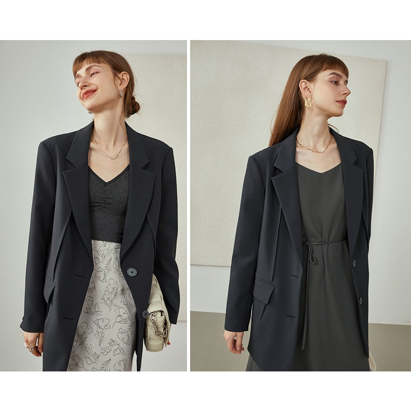Kukombo Office Lady Newly Autumn Blazer And Skirt Set Temperament Suit Professional Suit Women Loose Two-piece Suit
