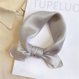 Christmas Gift Solid Natural Silk Square Scarf Women Small Neck Hairband Foulard High Quality Bandana Scarves Female Summer New Neckerchief