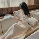 Kukombo  Summer French Retro Dress Women Elegant Puff Sleeve Korean Dress Female Office Lady Casual V-neck Chiffon Fairy Dress 2022 New