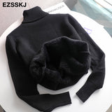 Christmas Gift 2021 Autumn winter cashmere basic warm Sweater velvet Pullovers Women female fur thick Turtleneck sweater knit Jumpers top