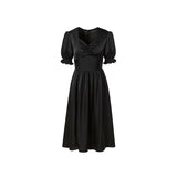 Kukombo Elegant Ruffle Dress Women French Sexy Split Dress Office Lady Casual Puff Sleeve Designer Party Dress New 2022 Women's Autumn