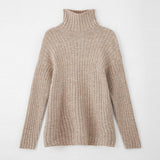 Christmas Gift Autumn Winter Women Solid Turtleneck Pullovers Top Batwing Long Sleeve Warm Pullovers Female Striped Casual Loose Jumper