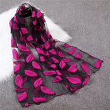 Christmas Gift 2021 New Spring Summer Scarf Women Fashion Leaf Cut Flowers Scarves Elegant Lady's Beach Cove Up Winter Scarf For Women Shawl
