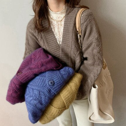 Thanksgiving Gift Fall Women Clothing Oversize Womens Sweaters Autumn Vintage Loose Winter Sweater Knitted Women Cardigan Knit Button Maxi