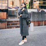Christmas Gift Woman Long Coat Plaid Striped Woolen Coat Korean Preppy Style Streetwear Commuter 2021 Fashion Winter Warmth Women Thick Coat