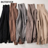 Christmas Gift BGTEEVER Vintage Thicken Striped Women Sweaters Autumn Winter Turtleneck Pullovers Jumpers Female Korean Knitted Tops femme 2019