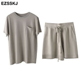 Christmas Gift 2021 casual oversize Knitted Tracksuit  women knit camisole +shorts 2 Pieces knit Set female chic loose t-shirt + shorts suits