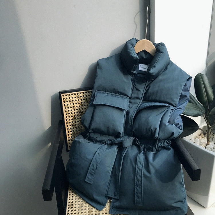 Christmas Gift Winter Spring Warm Vest 2021 Korean Loose Coat Thickening Before Short and Long Waist Cotton Waistcoat Women Puffer Jacket