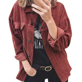 New Harajuku Corduroy Jackets Women Winter Autumn Coats Plus Size Overcoats Female Big Tops Cute Jackets Solid Color Clothing