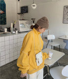 Kukombo Stand Color Pullover Sweatshirt Women Bright Line Casual Long Sleeve Sweatshirt Loose Lazy Tops Jackets High Street