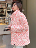 Christmas Gift 2021 new winter Korean zipper top lamb leopard plush short coat imitation Rex Rabbit Fur grass fur coat female