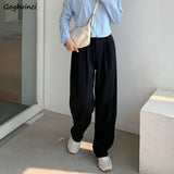 Kukombo Casual Pants Women Various Lengths All-Match Spring Loose Empire Ins Simple College Mujer Solid Trousers Baggy Fashion Classic
