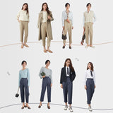 Christmas Gift FANSILANEN Office Lady High Waist Casual Suit Pants Women Pleated Loose Pants Female Spring Summer Korean Style Cropped Trousers