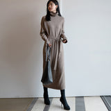 Christmas Gift Thick Winter Women'S Dress 2021 Fall Sweater Women Dress Long Sleeve  Knitted Dresses Maxi Vintage Oversize Dresses Knitting