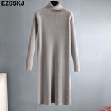 Christmas Gift 2021 Autumn Winter long thick Sweater Dress Women turtleneck long Sleeve straight maix Dress female girl warm long dress