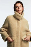 Kukombo Winter Thicken Warm Jacket Coat Women Casual Fashion Lamb Faux Fur Overcoat Fluffy Cozy Loose Outerwear Female
