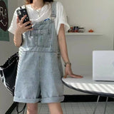 Kukombo Korean Overalls Harajuku Student Style 2022 Summer Loose Thin  Pants  Thin Retro Straight Women's Overalls Demin Jumpsuits