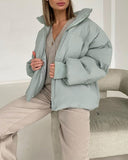 Kukombo Autumn Winter Down Puffer Jacket Woman Thick Bubble Coat Cotton Liner Padded Parkas Female Warm Zipper Outerwear 2022