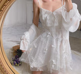 Kukombo  French Fairy Dress Women Elegant Sleeveless Chiffon Mini Dress Casual Floral Print Korean Kawaii Summer Dress Women-0505