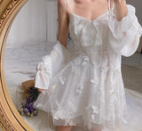 Kukombo French Fairy Dress Women Elegant Sleeveless Chiffon Mini Dress Casual Floral Print Korean Kawaii Summer Dress Women-0519