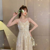 Kukombo 2022 Summer Folral Dress Women Sequin Elegant Sweet Cute Strap Prty Midi Dress Sexy Gentle Casual Beach Korean Dress