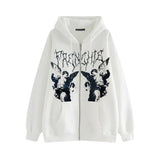 Kukombo Zip Ups Hoodies Y2k Sweatshirt Vintage Print Jacket Coat Fleece Zipped Zipper Fleece Hoodie Casual Black Brown Hoodies Harajuku