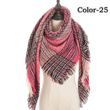 Christmas Gift 2021 New Winter Knitted Scarf Cashmere Pashmina Women Warm Neck Scarves Shawls Plaid Wraps Triangle Stoles Lady Bandana