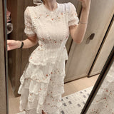 Kukombo Pink Lace Embroidery Maxi Dress Female Spring Winter Full Sleeve High Waist Ruffle Elegant Long Party Dresses Woman 2022