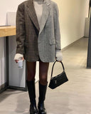 Kukombo 2023 Women Fashion Single-Breasted Patchwork Yin And Yang Blazer Coat Vintage Long Sleeve Pockets Female Outerwear Chic Tops
