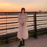Christmas Gift 2021 Autumn Gothic Black Lace Dress Women Casual Elegant Party Midi Ruffle Long Sleeve Dress Emo Y2k Goth Clothes