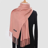 Christmas Gift 2021 Winter Scarf For Women Long Warm Cashmere Scarves Hijab Solid Lady Shawl Wrap Female Pashmina Bandana Head Scarfs Echarpe