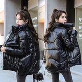 Christmas Gift 2022 New Women's Winter Jacket Glossy Parka Stand Callor Down Cotton Jacket Warm Casual Cotton Padded Parkas Snow Wear Coat