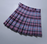 Christmas Gift High Waist Chic Women Pleated Skirt Preppy Style Female Mini Skirts Summer Harajuku Ladies Plaid Skirts Casual A-line Skirt