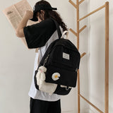 College Student Ladies Cute Backpack Women Flower Female Harajuku School Bags Book Kawaii Backpack Nylon Girl Trendy Bag Fashion K46