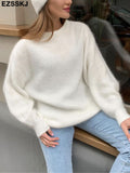 Christmas Gift Soft oversized Cashmere Sweaters Women 2021 puff sleeve Winter sweater Pullovers Loose Female  Warm Basic sweater Jumper