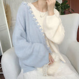 Kukombo Patchwork Knitted Sweater Women Autumn Winter Sweet Kawaii Pullover Sweater Female Casual Loose Korean Tops Fall 2022 Women New
