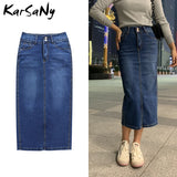 Kukombo Denim Skirt Long Straight Skirts Womens Summer Blue Vintage Skirt Jeans Women Denim Long Skirts For Women Summer 2022