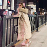 Christmas Gift New Style Down Padded Jacket Women's Mid-length Over The Knee Korean Loose Thick Fur Collar Coat Winter Clothes Women