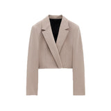 Kukombo Stylish Elegant Skirt Suits Women Fashion 2 Buttons Cropped Blazer Side Split Mini Skirts Suits Female Chic Sets