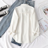 Kukombo Autumn Winter Fleece Shirts Women Solid Color Thick Warm Button Down Blouse Woman Korean Loose Long Sleeve Tops