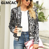 Kukombo Women Sequin Jackets Glitter Long Sleeve Coats Elegant Spring Outwear Office Ladies Solid Streetwear