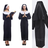 Halloween Kukombo 2022 New Virgin Mary Nuns Costumes Woman Halloween Cosplay Christian Religion Monk Robes Stage Performance Priestess Dress Scarf