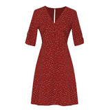 Kukombo Bella Philosophy New Style Korean-style WOMEN'S Wear French-Waist Hugging A- line V-neck Backless Short Sleeve dress