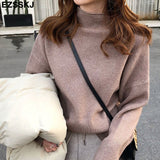 Christmas Gift oversize Sweater Women Pullover Casual Turtleneck Long Sleeve chic loose 2021 Knit Sweater Female Jumpers soft top