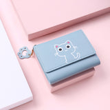 Kukombo 2022 Women Wallet Fashion Cute Cat Money Bag Ladies Short Leather Clutch  Girl Small Purse Coin Purse Card Holder
