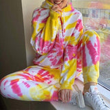 Christmas Gift Femme Hoodies Sweatshirt Tie Dye Loose Two Piece Set Pants Lounge Wear Women Tracksuit Blue Outfits Winter Chandal Autumn Mujer