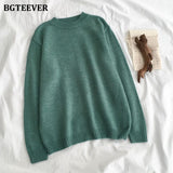 Christmas Gift BGTEEVER New Autumn Winter Basic Knitted Sweater for Women Casual O-neck Loose Solid Female Pullovers Jumpers 2021 Knitting Tops