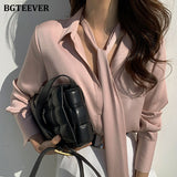 Christmas Gift BGTEEVER Chic Turn-down Collar Scarf  Women Shirts 2021 Spring Summer Ladies Single-breasted Blouses Tops Elegant Female Tops